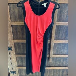 Kenneth Cole New York Red and Black Sleeveless Midi Sheath Dress